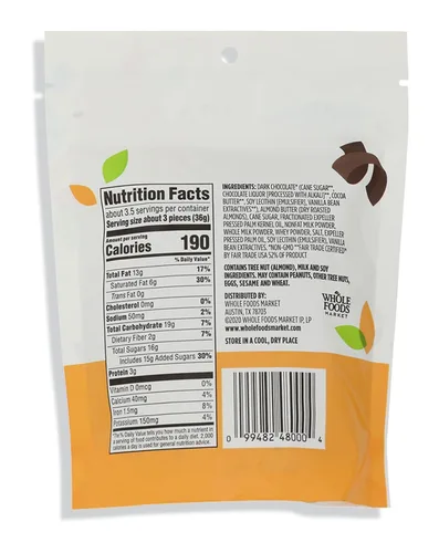 Vista 2 de 365 by Whole Foods Market, Mini tazas de mantequilla de almendras de chocolate oscuro, 4.7 onzas