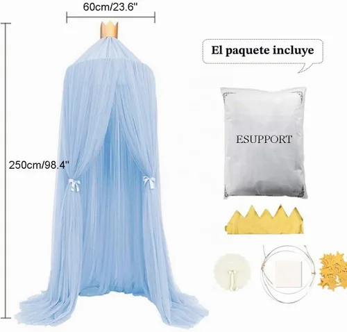 Vista 6 de ESUPPORT Toldo de cama de princesa, cúpula de encaje, mosquitera, tienda de campaña para colgar decoración del hogar, cortinas de red, rincón