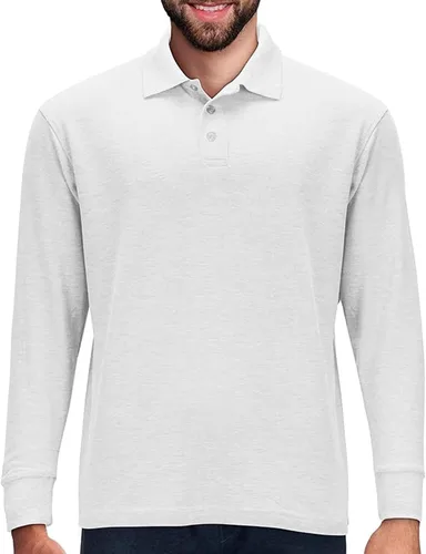 Vista 18 de Camisa estilo Polo de manga larga Premium Wear para hombre, camisa de golf de mezcla de algodón con cuello, solapa de 3 botones, resistente a