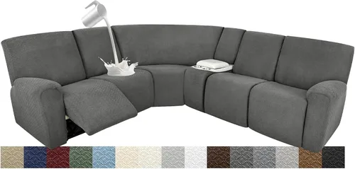 Vista 17 de Fundas impermeables de sofá reclinable modular para sofás reclinables, lavable en forma de L, para perros, fundas elásticas para sofá reclinable