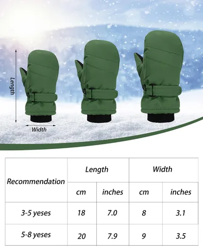Vista 3 de 2 pares de guantes de nieve para niños, impermeables, guantes de esquí de invierno cálidos y gruesos para niñas y niños
