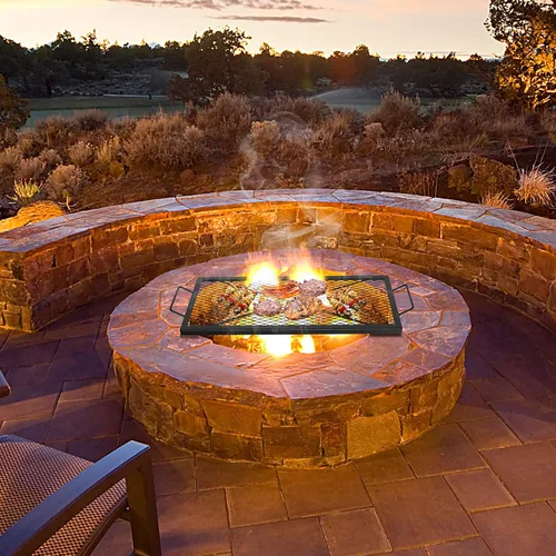 Vista 7 de onlyfire Parrilla de Cocción Rectangular con Marcas en X para Fogata Barbacoa, Rejilla de Parrilla BBQ de Acero Extra Resistente para Fogata