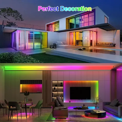 Vista 6 de Tira de luces LED WS2812B de 16.4 pies, 5 V, 150 LED RGB IC 5050SMD direccionables individuales – PCB blanco flexible IP30-30LEDs/m MagicRGB Dream