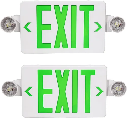 Vista 14 de Señal de salida LED con luces de emergencia, respaldo de batería, doble cara, iluminación de salida de emergencia cableada para edificios