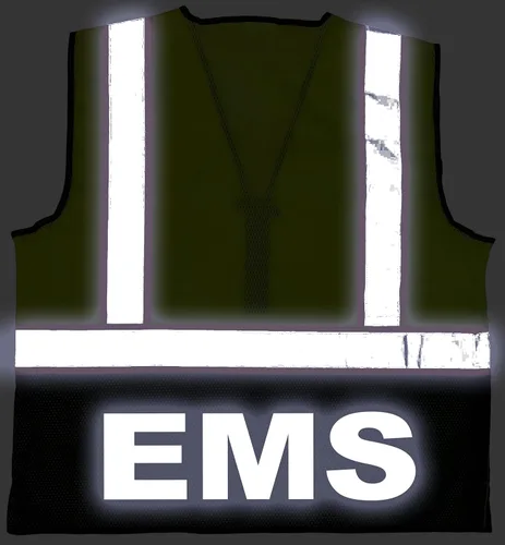 Vista 4 de Chaleco de seguridad EMS Survivor, Tipo R Clase 2, logotipos reflectantes con bolsillo trasero gigante. Amarillo con plata/logotipo reflectante