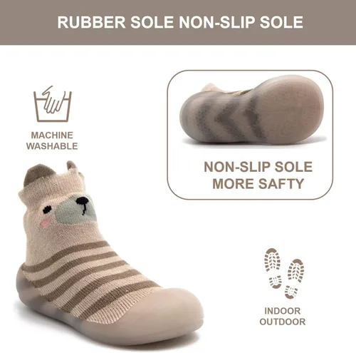Vista 4 de Babycare Zapatos de calcetín para bebé, niños y niñas, zapatos de bebé, zapatos de primeros pasos con suela de goma antideslizante