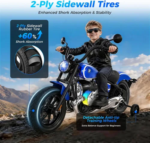 Vista 3 de Licensed BMW R18 Electric Motorcycle for Kids, Blue