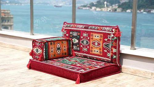 Vista 3 de arabicsofa Juego de sofá de asiento marroquí Majlis – Cojín modular de asiento con almohada de respaldo
