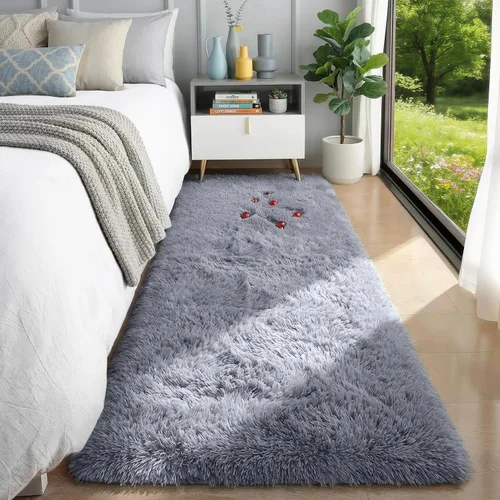 Vista 73 de Alfombras grises pequeñas para dormitorio, 2 x 4 pies, alfombras de pasillo lavables de felpa para pasillo 2- Gris