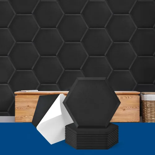 Vista 9 de Art3dwallpanels Paquete de 12 paneles acústicos autoadhesivos, 14" X 12" X 0.4" paneles de pared insonorizados, paneles de absorción de sonido
