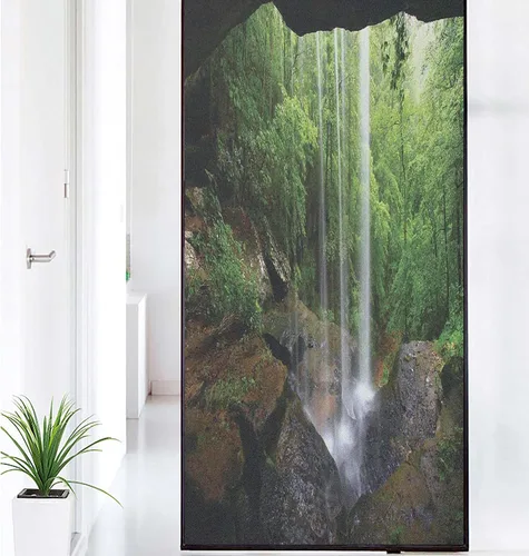 Vista 13 de Película decorativa de privacidad para ventana, control de calor, bloqueo solar, protección UV, diseño de bosque de abedul, adherencia estática