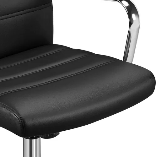 Vista 5 de Topeakmart Silla de oficina con respaldo medio, silla ejecutiva giratoria ajustable de piel sintética, color negro