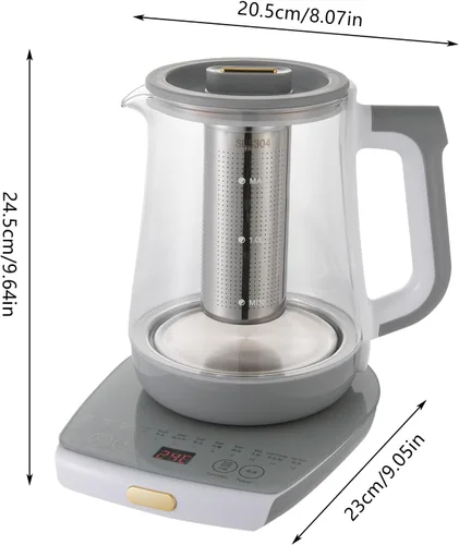 Vista 4 de Hervidor eléctrico de vidrio - 1.8L, 800W, 12 funciones, hierve agua con temporizador y reserva, máquina de té helado