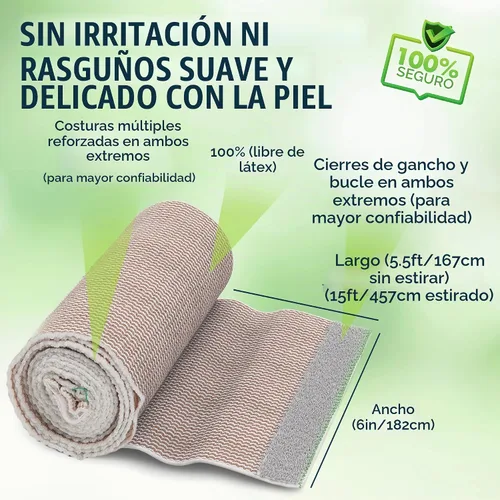 Vista 2 de Vendaje elástico, vendaje de compresión, para piernas, 6 pulgadas, 13'-15