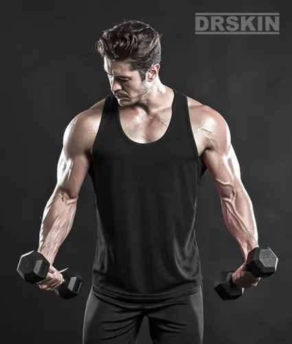Vista 4 de DRSKIN Men's 4 or 3 Pack Tank Tops Sleeveless Shirts Dry Fit Y-Back Muscle Mesh Gym Training Athletic Workout