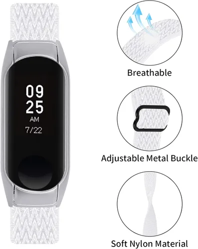 Vista 3 de Correa elástica Mi 6, correa deportiva de repuesto de nailon suave con marco de metal, correa ajustable de 5.3 a 8.3 pulgadas, compatible con reloj