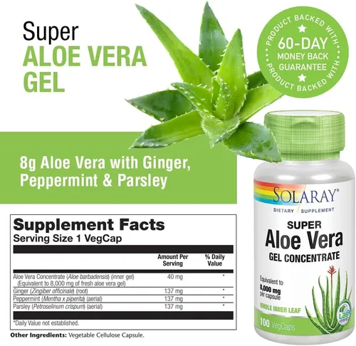 Vista 3 de SOLARAY Super Aloe Vera Gel 8000mg Aminoácidos, Vitaminas, Minerales, Enzimas y Antioxidantes Naturales para un Apoyo a la Digestión Saludable