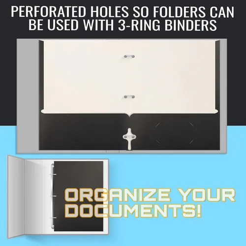 Vista 5 de Better Office Products Carpetas portafolio de dos bolsillos, paquete de 50 unidades, color negro, carpetas de papel tamaño carta, 50 piezas