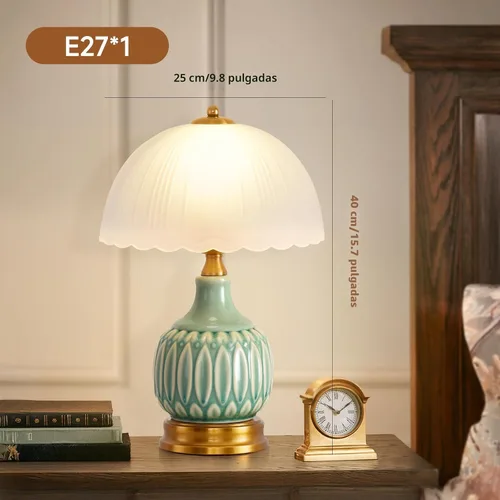 Vista 8 de Lámpara Vintage para Sala de Estar, Lámparas de Mesa de Cerámica Modernas de 16" para Dormitorio, Lámparas Tradicionales Retro de Mesita de Noche
