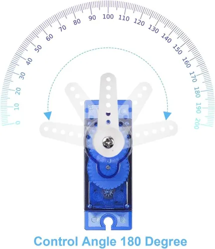 Vista 6 de Sg90 0.32 oz Micro Servo Motor para Arduino RC Coche Robot Barco Avión 3 Unids Mini, Small, 9 Gram, Metal Gear, Digital, 180 Degree, Steering