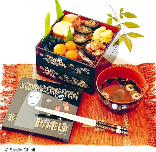 Vista 3 de Studio Ghibli - Spirited Away - No Face, Skater - Artículos tradicionales de laca japonesa - Caja Bento de 2 niveles