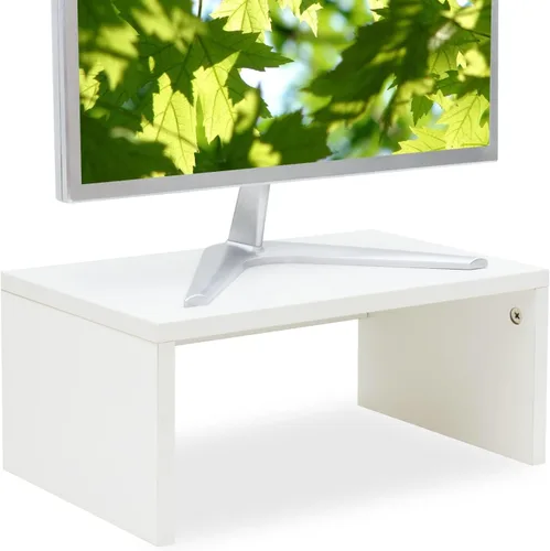 Vista 8 de TEAMIX Elevador de monitor de 14.2 pulgadas, elevador de monitor de madera con almacenamiento para escritorio, soporte de monitor pequeño
