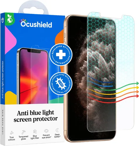 Vista 27 de Ocushield Protector de pantalla de vidrio templado antiluz azul para iPhone XR iPhone 11 6.1" - Protege tus ojos, reduce las migrañas y mejora