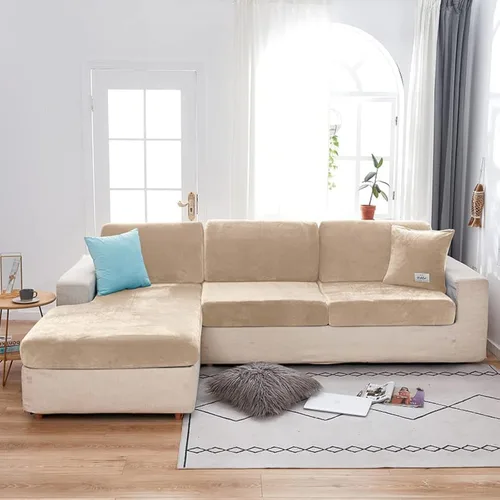 Vista 12 de Funda de terciopelo para sofá separada, fundas de sofá para sofá de 2 cojines, súper elásticas, resistentes al desgaste, protector de muebles Beige
