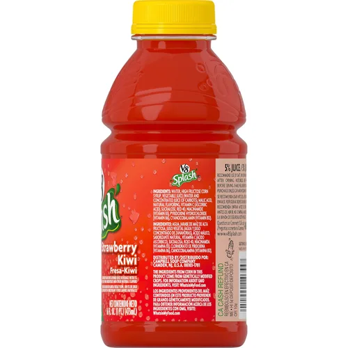 Vista 2 de V8 Splash Strawberry Kiwi, botella de 16 onzas