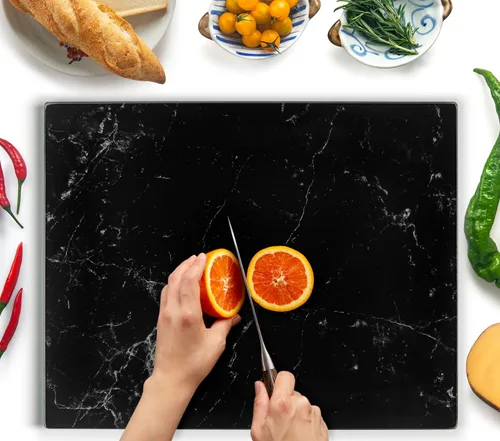 Vista 21 de Tabla de cortar de vidrio Kitchenville 16"x12": Protector de encimera de vidrio templado para la cocina - Duradero - Resistente a los arañazos