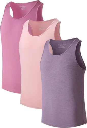 Vista 8 de COLORFULLEAF Camisetas sin mangas de rayón de bambú para hombre, camisetas sin mangas elásticas con cuello redondo (1 o 3)
