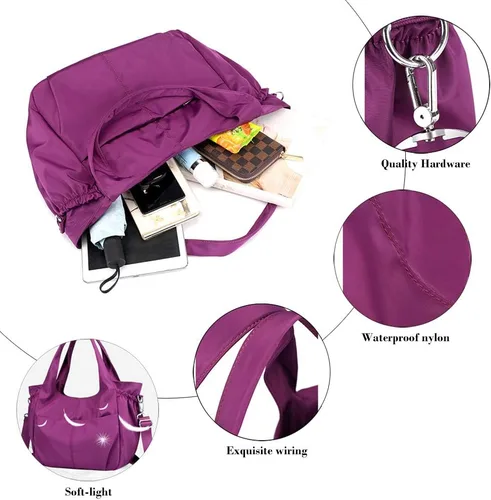 Vista 5 de MINTEGRA Hobo - Bolso cruzado para mujer, de nailon, impermeable, bolso de hombro, bolso casual