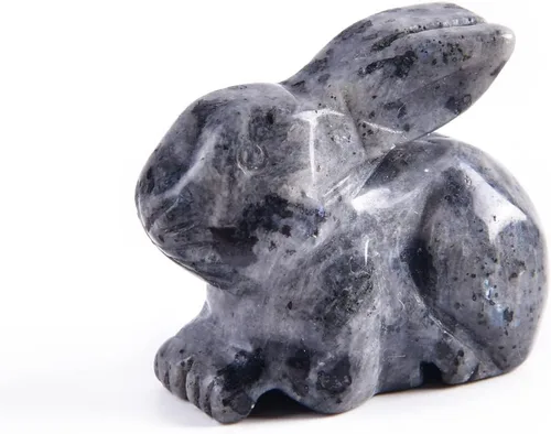 Vista 11 de YGLINE Figura de conejo de cristal con piedras preciosas para tallar animales (aventurina verde)