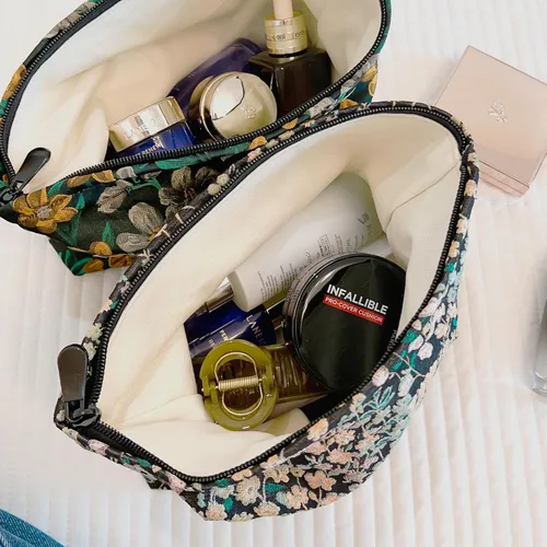 Vista 4 de HAPPYHEIDI - Bolsa de maquillaje grande para viajes, bolsa para cosméticos