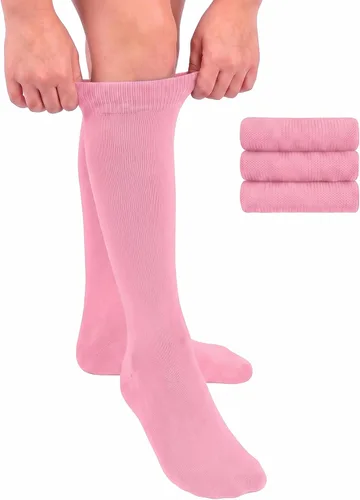 Vista 14 de Hugh Ugoli Knee High Bamboo School Uniform Socks for Girls, Kids, 3-6 Pairs 01- blanco (3 pares)