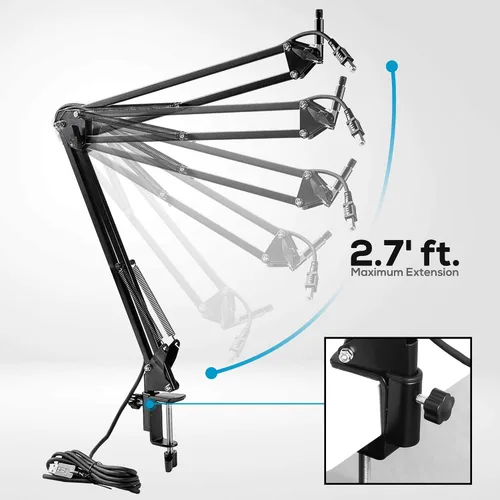 Vista 2 de Sound Around Soul Inscriptions Press PMKSHUSB04 - Soporte de micrófono de suspensión USB, ajustable, compacto, de acero duradero para estudio