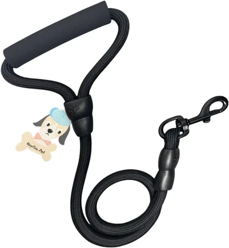 Vista 5 de Correa de perro de nailon duradera 3 en 1 con mango acolchado, cuerda de escalada extraíble sin enredos de 360°, cuerda de tracción para mascotas