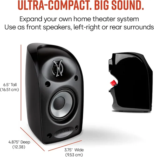 Vista 4 de Polk Audio Blackstone TL1 - Altavoz satelital (individual, negro) Tecnología PowerPort, acabado brillante Sonido compacto Empareja