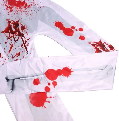 Vista 4 de Quenny Disfraces de fiesta infantil de Halloween, disfraces de cosplay con cabeza de sirena para niños, trajes de una sola pieza con cremallera.