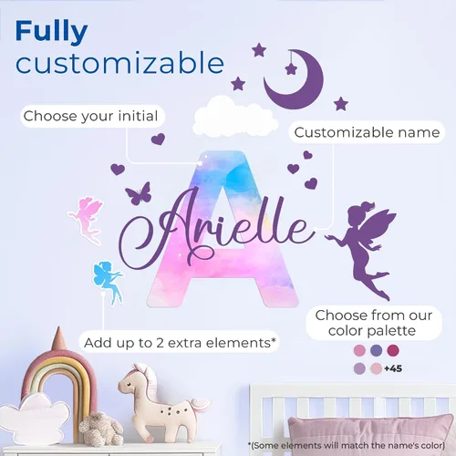 Vista 2 de Adhesivos personalizados con nombre para pared y decoración de habitación Letrero de nombre personalizado para decoración de habitación