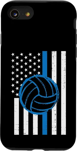 Vista 18 de US Flag Blue Line Volleyball Vintage Patriotic Police Cop Case for iPhone 17