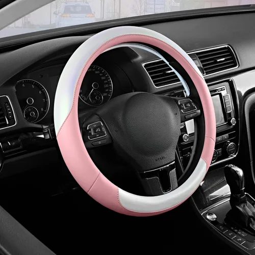 Vista 16 de Road Comforts Funda para Volante – Funda para Volante de Cuero Transpirable, Agarre Antideslizante, Ajuste Universal de 14.5" a 15", Resistente al