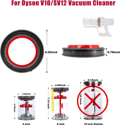 Vista 3 de Anillo de sellado fijo superior de cubo de polvo para aspiradora Dyson V10 Para Dyson V10