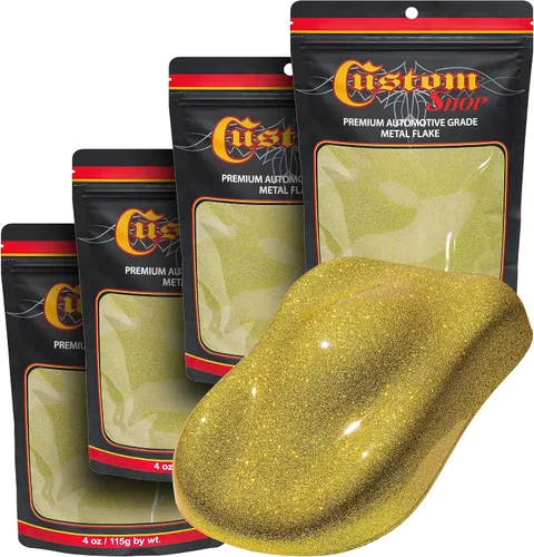Vista 71 de Custom Shop - Purpurina metálica para pintura automotriz, oro brillante, 4 oz, micro escamas de metal de 0.004" para pintura de automóviles, aditivo