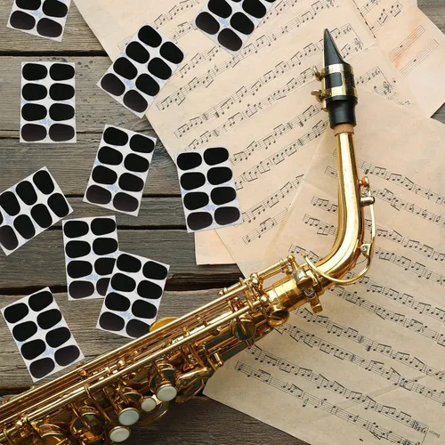 Vista 5 de Boao 160 piezas de 0.031 in de grosor para saxofón y clarinete para boquilla, parches de goma gruesa con adhesivo fuerte para músicos principiantes