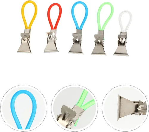 Vista 8 de Cabilock Ganchos para toallas de baño, 20 unidades, clips de cuerda de color metálico, clips para toallas para cocina y baño