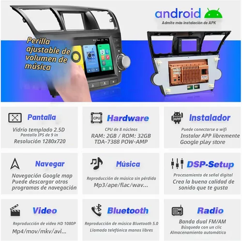Vista 3 de para Toyota Highlander 2008-2013 Radio estéreo inalámbrico Carplay Auto Upgrade Android 8-croe Physical Button/Knob Head Unit DSP Navigation