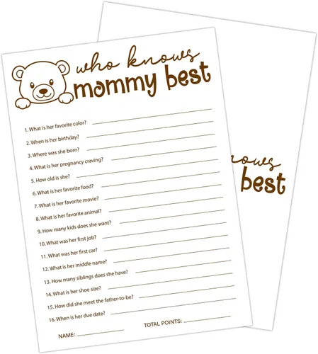 Vista 12 de 30 PCS Tarjetas de Predicciones y Consejos de Bebé Oso, Juego de Baby Shower para Niño Niña, Neutral de Género Fiesta de Revelación de Género