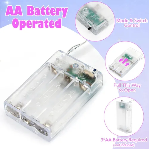 Vista 5 de ANJAYLIA Guirnalda de luces de Pascua que funciona con pilas, 20 luces LED pastel de 9.8 pies, guirnalda de luces pequeñas impermeables para Luces