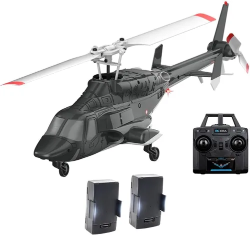 Vista 2 de Modelo de helicóptero RC, A61 escala 1/53 Air-Wolf 2.4G 4CH avión RC de un solo rotor con retención de altitud de flujo óptico